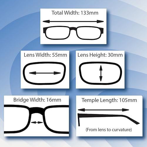Boost Eyewear 6 Pack Reading Glasses, Traditional Black Frames, for Men and Women, with Comfort Spring Loaded Hinges, Black, 6 Pairs (+1.50)