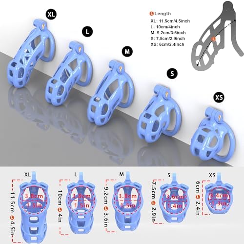 Blue Cobra Male Chastity Device Cock Cage 1.0, Yithuet 3D Printed Sissy Penis Cage with 5 Sizes Rings Breathable Lightweight Resin Material SM Products Bondage Sex Toys (Blue, S)
