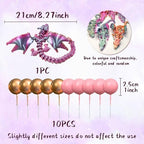 3D Printed Dragon Fantasy Fantasy Dragon Cake Topper Dragon Eggs Cake Decor Pink Balls Cake Decor for Baby Shower Birthday Wedding Party Supplies（Random colours）