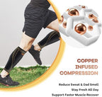 Copper Calf Compression Sleeves for Men & Women - High Stretch Graduated Compression with Anti-Slip Grip | Breathable & Smooth Lining Footless Design for Runners, Shin Splints, Leg Fatigue & Travel (1 Pair)