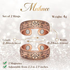 Lymphatic Drainage Therapeutic Magnetic Ring: Copper Rings with 3500 Gauss Magnets for Women Men Pain Relief, Magnetic Lymph Detox Ring 100% Solid Pure Copper Jewelry Gift (2PCS)