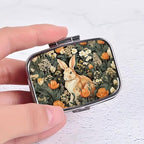 Bunny Pill Box 2 Compartment Small Pill Case for Purse & Pocket Travel Portable Metal Medicine Box to Hold Vitamins Medication Fish Oil Supplements for Women Men (YH3870)
