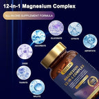 12-in-1 Magnesium Complex for Women Men: Magnesium Glycinate 700mg with Citrate, Malate Taurate Chelated Forms - High Absorption Magnesium Supplement for Relaxation Muscle Heart - 120 Vegan Capsules