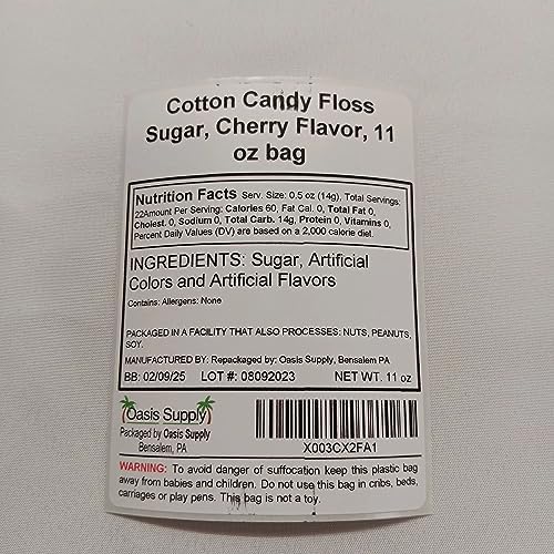 Cotton Candy Floss Sugar (Pink Cherry, Orange Flavor, 11 oz Each) –Cotton Candy Flavoring Super Floss - Candy Supplies