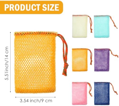 Sibba 8pcs Bar Soap Pouch Saver Pocket Drawstring Exfoliating Mesh Soap Saver Sack Foaming Bag Bubble Foam Net Body Scrubber Sponge Exfoliator Loofah Facial Cleaning for Bath Shower (Multicolor)