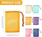Sibba 8pcs Bar Soap Pouch Saver Pocket Drawstring Exfoliating Mesh Soap Saver Sack Foaming Bag Bubble Foam Net Body Scrubber Sponge Exfoliator Loofah Facial Cleaning for Bath Shower (Multicolor)