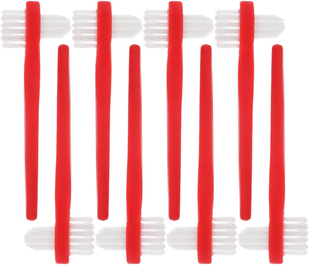 ABOOFAN 8pcs Dual Head Toothbrush Set for Dentures and False Braces Cleaning, Soft Bristle Double Heads Retainer Brush for Oral Care and Dental Hygiene