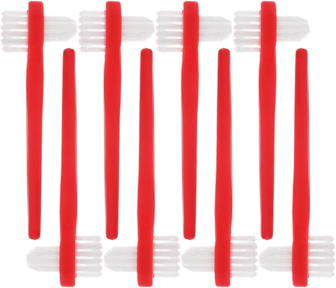 ABOOFAN 8pcs Dual Head Toothbrush Set for Dentures and False Braces Cleaning, Soft Bristle Double Heads Retainer Brush for Oral Care and Dental Hygiene