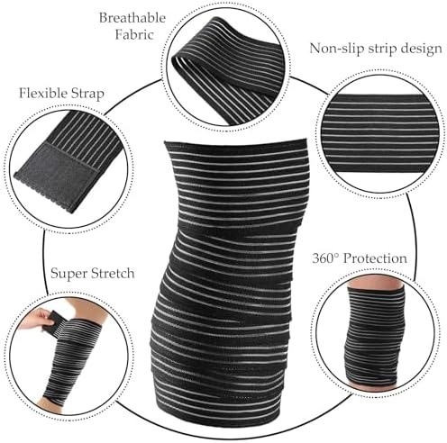 Syhood Compression Bandage Wraps for Leg, Elastic Calf Compression Sleeve Ankle Support, Adjustable Plus Size for Men and Women Stabilising Ligament, Joint Pain, Sports(2 Pieces,71 Inches)