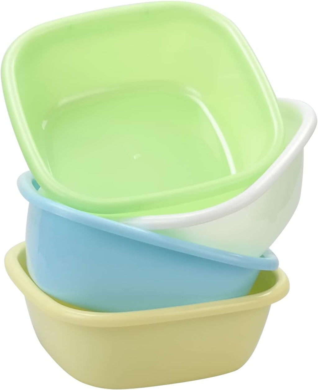 Kiddream Set of 4 Colored Small Square Basin, Plastic Wash Bin Wash Pan