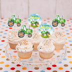 24Pcs Printed Green Tractor Cupcake Toppers Farm Tractors Cupcake Picks for Farm Tractor Birthday Cupcake Decoration Farm Theme Baby Shower Boys Girls Birthday Decorations Supplies