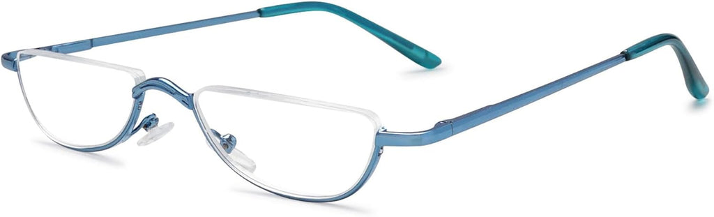 Half Moon Reading Glasses Semi Round Men Women Metal Readers Clear Lens Slim Half Frame Eyeglasses