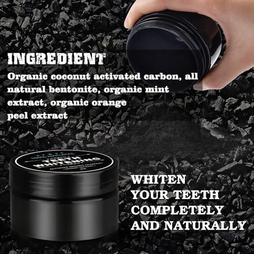 Teeth Whitening Charcoal Powder, Activated Charcoal Tooth Cleaning Powder, Natural Toothpaste Alternative, Oral Care Sets Natural Coconut, Organic and Chemical Free (1)