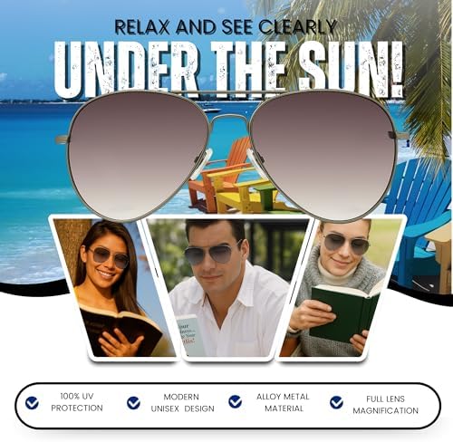 proSPORT Reading Sunglass Tinted FULL LENS Sun Reader Glasses Aviator Large Men Women NOT BIFOCAL