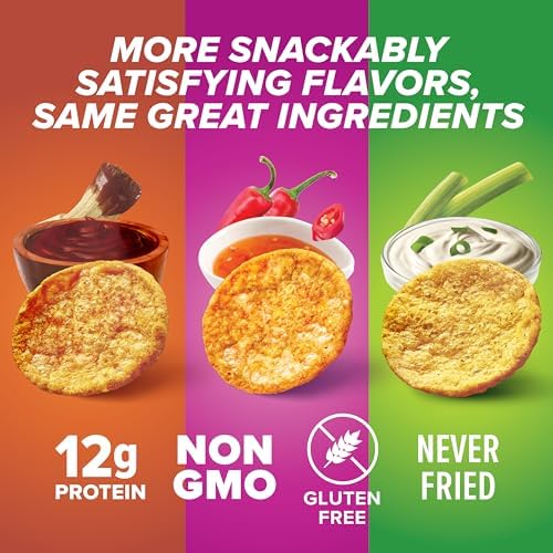 Pure Protein Popped Crisps - Variety Pack: Hickory Barbecue, Sour Cream & Onion, Sweet Chili - 12g Plant Based Protein, Gluten Free, Non GMO, Vegan, Air Popped & Puffed Crisps – Healthy Protein Snacks – 12 Pack