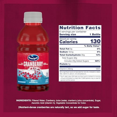 Ocean Spray Cranberry Cocktail Juice Drink, (Pack of 6) 10 Ounce, 60 Fl Oz