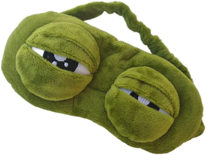 Cute 3D Frog Eye Sleep Mask, Funny Cute Frog Eye Blindfold Cover for Children Adult, Soft Eyeshade Sleeping Mask for Plane Travel Yoga Office Snap (Green)