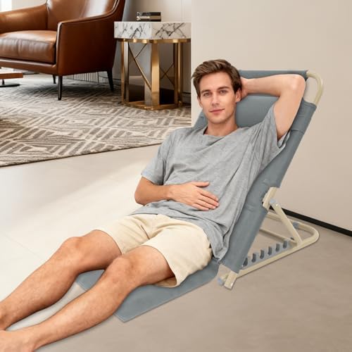 Adjustable Lifting Bed Backrest - 7-Position Ergonomic Backrest with Headrest, Foldable for Sitting Up in Bed, Reading, Watching TV, 330lbs Capacity (Grey)