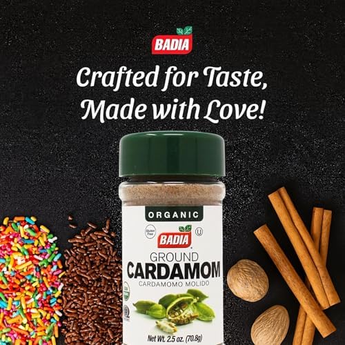 Badia Organic Ground Cardamom, 2.5 oz – Aromatic & Warm Spice for Baking, Cooking, and Beverages