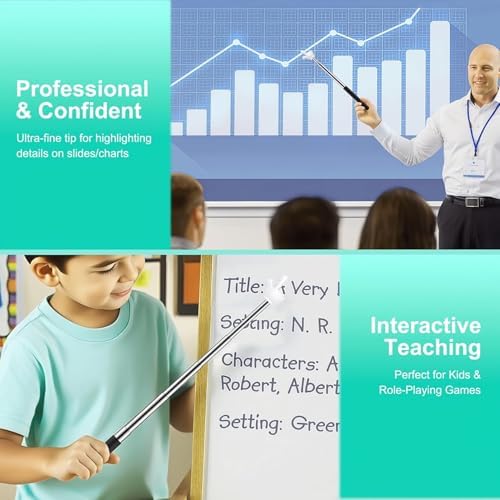 Retractable Finger Pointer Stick - Collapsible Teaching Tool for Classroom, Home, Music, Math & Presentations, Portable & Easy to Store (No Power Required), 1Pc