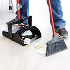 Libman Commercial 919 Lobby Dust Pan and Broom Set (Open Lid), 41" Length, 12" Width, Black/Red (Pack of 2)