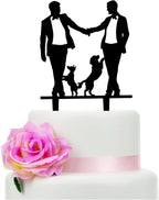 Gay Wedding Cake Topper, Grooms Cake Topper, Mr & Mr Cake Decorations With Dogs - Gift for Gay Wedding/Engagement/Anniversary Party Decoration (Two Dogs)