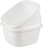2 Pack 18 Quart Large Deep Plastic Wash Basins, Square Dish Pan, Kitchen Sink Dish Washing Bin, White