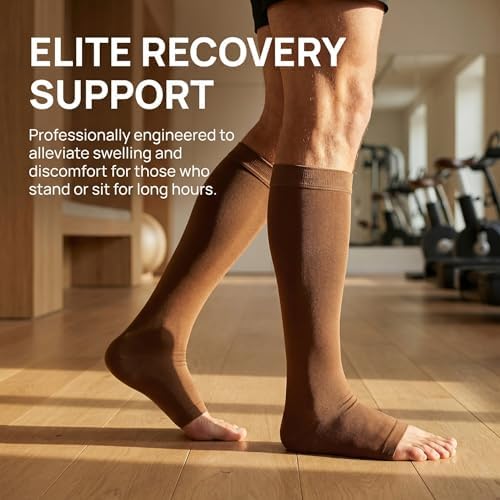 Plus Size 3XL Wide Calf Compression Socks 20-30 mmHg for Men Women - Medical Grade Knee High Open Toe Stockings Support for DVT, Varicose Veins, Edema, Shin Splints Relief - Nurses, Pregnancy, Travel