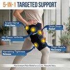 5 in 1 Hip Brace for Women Men Sciatica Pain Relief Devices - Adjustable Groin, Hip Flexor Compression Wrap for Comfortable Thigh, Hamstring & Sciatic Nerve Support, Improved Mobility & Recovery