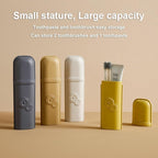 Travel Toothbrush Cup Case, 8.27Inch Large Portable Dustproof Plastic Toothbrush Toothpaste Set Holder with Mouthwash Cup, Compact Organizer for Home Bathroom Business Trip Camping School, Beige