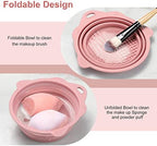 Foldable Silicone Makeup Brush Cleaner Bowl - Etercycle Portable Cleaning Tool for Brushes, Powder Puffs, and Sponges (Pink)