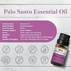 Palo Santo Essential Oil, USDA Certified Organic, 100% Pure Undiluted, Aromatherapy Oil for Diffuser, Hair & Skin Care