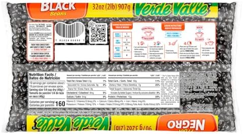 Verde Valle Dried Black Beans 2lb (1 Pack), Dry Black Beans, Pantry Food Staple, Nutritious Mexican Food, Vegan, Non-GMO, Low Sodium Frijoles Negros, Plant Protein for Burrito, Soup, EBT Eligible