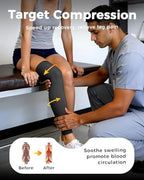 Copper-Infused Leg Compression Sleeve Ultra Breathable Full Leg Compression Sleeve for Pain Relief,Arthritis, Muscle Recovery, Swelling, Inflammation, Leg Sleeve for Thigh, Calf, Knee, Men & Women (Black, Large)