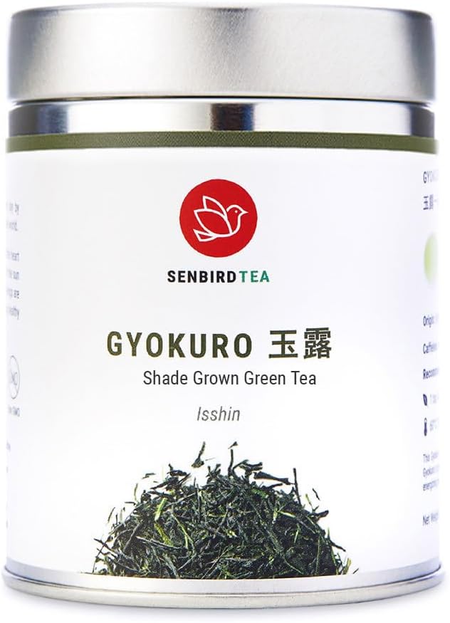 Senbird Premium Gyokuro - Japanese Shade Grown Green Tea - From Kyoto Japan - Imperial Loose Leaf Green Tea In Airtight Tea Tin (1.76oz/50g) (Isshin)