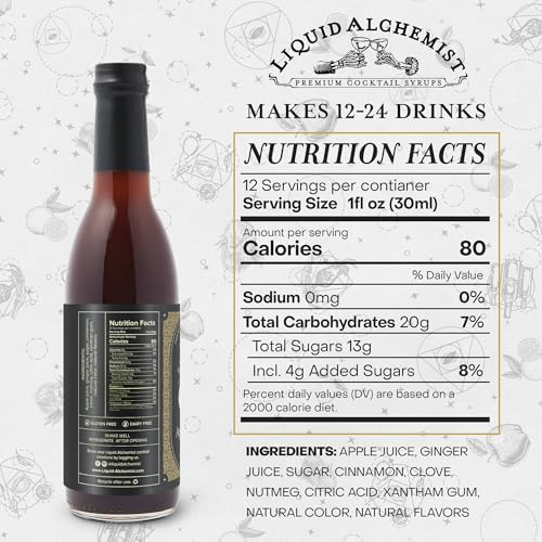 Liquid Alchemist Apple Spice Syrup for Cocktails - Real Ingredients Make our Apple Syrup for Drinks Perfect for a Fall Themed Old Fashioned Mix (12.7 oz)