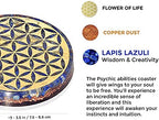 Orgonite Crystal Water Charging Plate with Lapis Lazuli Healing Crystals and Flower of Life –Chakra Healing Orgone Water Plate for Spiritual Protection and Cleansing (90mm)