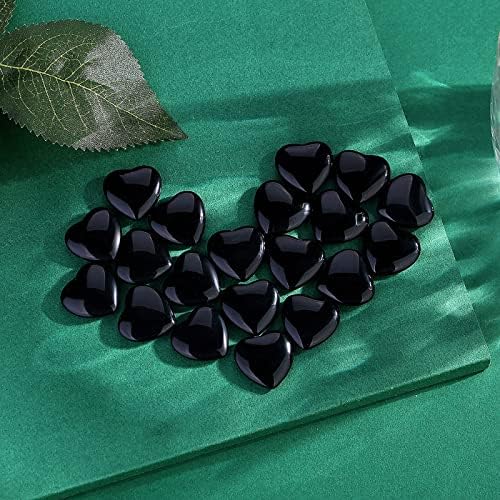 QINJIEJIE 20 PCS Natural Heart Healing Crystals Black Obsidian Polished Stones Pocket Crystal Palm Mini Cute Love Gemstones Set Bulk Wholesale Reiki Energy Balancing Meditation Valentine's Day Gift