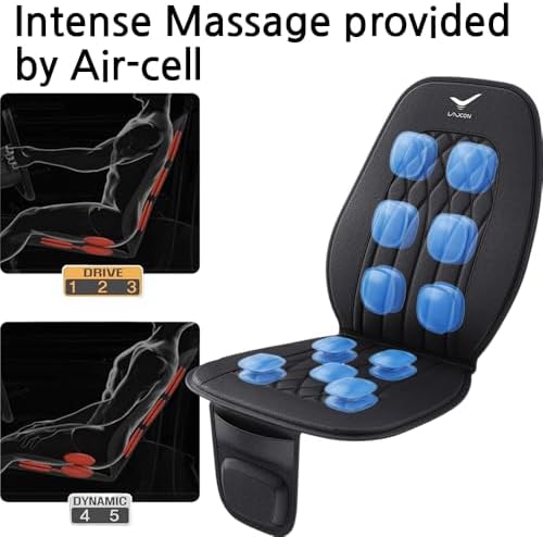 Vehicle Seat Air Massage Cover. Tailored for Long-Distance Drivers for Long commutes. 11 Air Cells Dynamic Work for Back & Hip. Relax Muscles While Driving, Slim Comfy Design (Black)