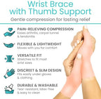 Vive Gel Thumb Wrist Support (Pair) - Hand Brace Cool Wrap for Arthritis Dequervains Tenosynovitis, Sprained Joint Pain, Left and Right Hand Stabilizer - Soft Comfort Splint for Tendonitis Strain