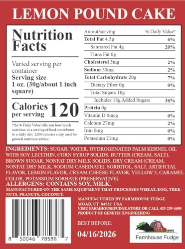 Farmhouse Fudge – Lemon Poundcake Fudge, 8 oz – Rich & Creamy Fudge with Zesty Lemon Flavor, Gourmet Candy Gift