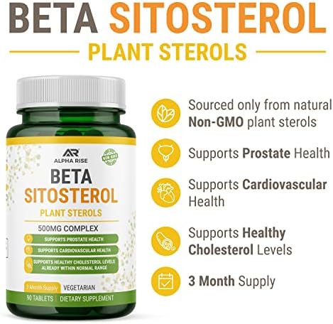 Beta Sitosterol - 500mg Tablets - Non-GMO - Support Prostate and Healthy Cholesterol Levels - Phytosterols Complex - Natural Plant Sterols and Stanols