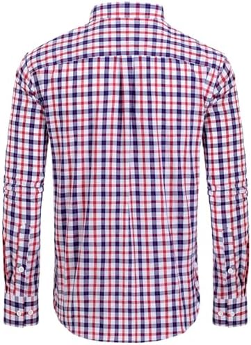 Alimens & Gentle Men's Plaid Button Down Shirts Cotton Long Sleeve Dress Shirts Regular Fit Gingham Shirts