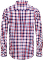 Alimens & Gentle Men's Plaid Button Down Shirts Cotton Long Sleeve Dress Shirts Regular Fit Gingham Shirts