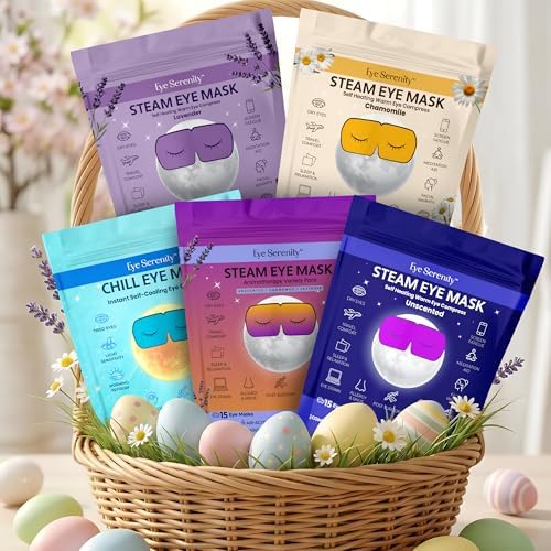 Steam Eye Mask, Self Heating Warm Compress for Dry Eyes I Heated Fast Relief for Stye, Puffy Sensitive Eyes, Moist Heat, Easter Basket Stuffers, Travel & Relaxation Gifts for Women and Men - Unscented