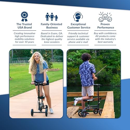 KneeRover Economy Knee Scooter Steerable Knee Walker for Adults for Foot Surgery, Broken Ankle, Foot Injuries - Foldable Knee Rover Scooter for Broken Foot Injured Leg Crutch (Blue)