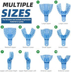 Annhua Dental Impression Trays Disposable 10 PCS, Perforated Impression Trays Set Plastic Teeth Holder for Dental Clinic, Lab Equipment, Dental Students - Blue