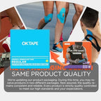 OK TAPE Kinesiology Tape, Regular Original Cotton Elastic Athletic Tape for Support and Recovery, Sports Tape, 2in×16.4ft Uncut Roll - Beige