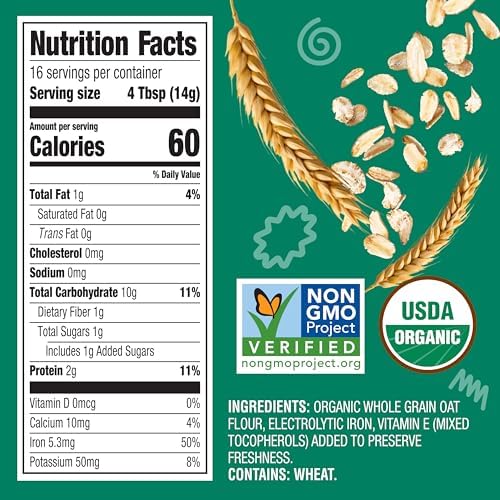 Earth's Best Organic Baby Food, Organic Whole Grain Oatmeal Baby Cereal, Non-GMO, Easily Digestible and Iron Fortified Baby Food, 8 oz Box (Pack of 12)