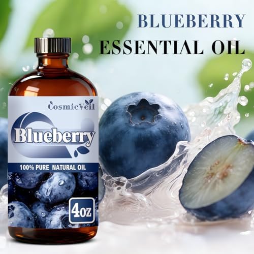 Blueberry Essential Oil Fragrance Oil for Aroma Diffuser,Humidifier,Home Fragrance,Cleaning,Body Care,Massage,Yoga,DIY Candle,DIY Soap CosmicVeil（Blueberry，4 Fl Oz (Pack of 1)）